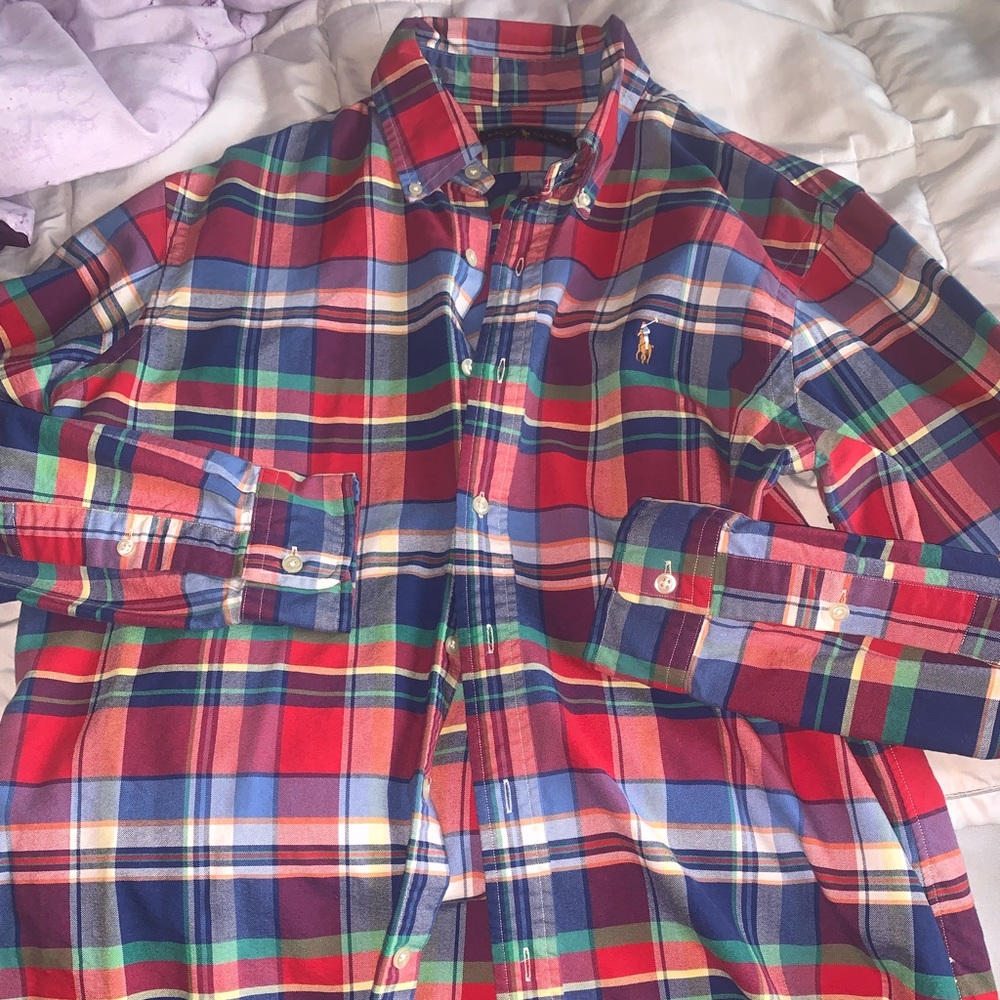 Multicolored polo button up shirt